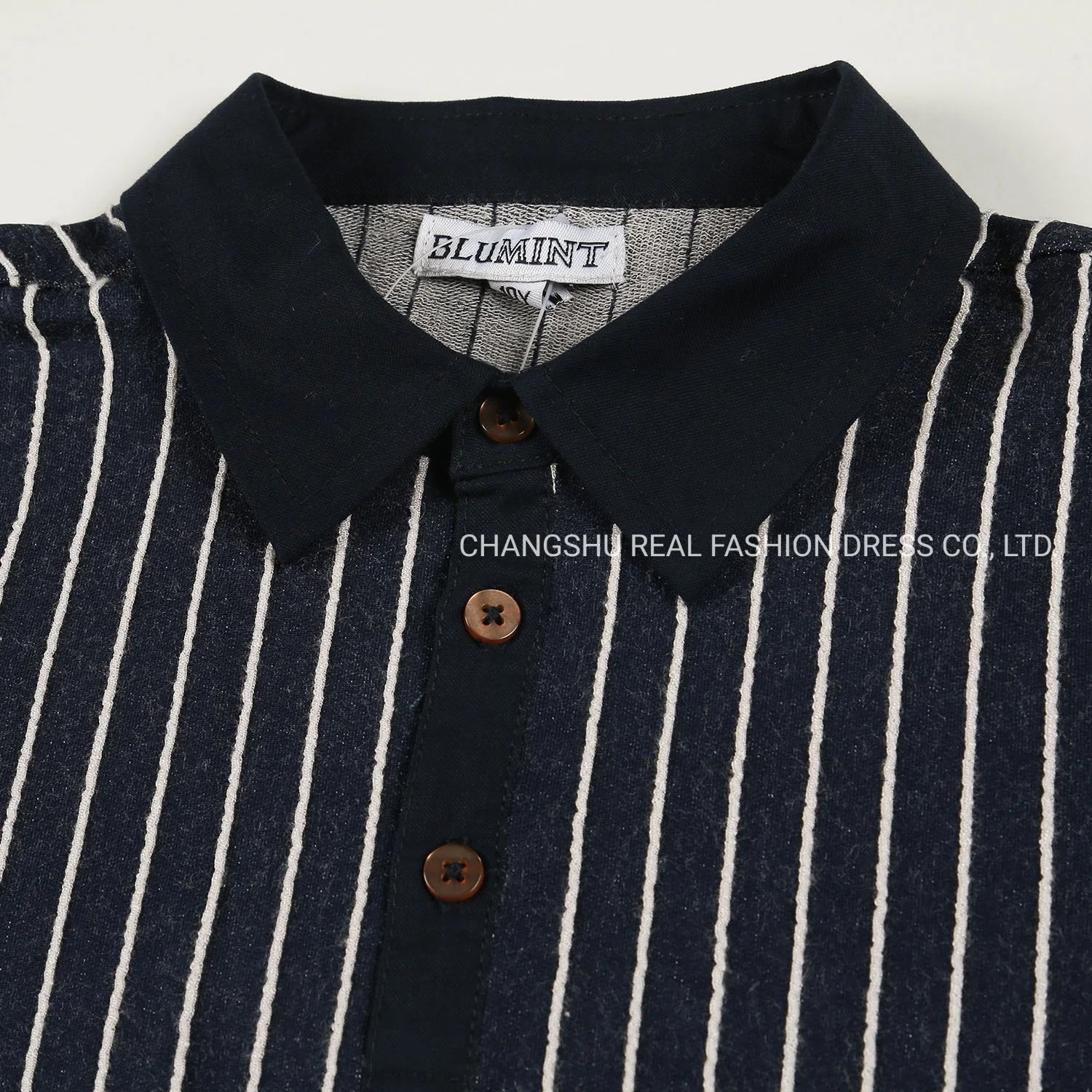 Baby Clothes Boy Knitted Polo Shirt with Striped Fabric