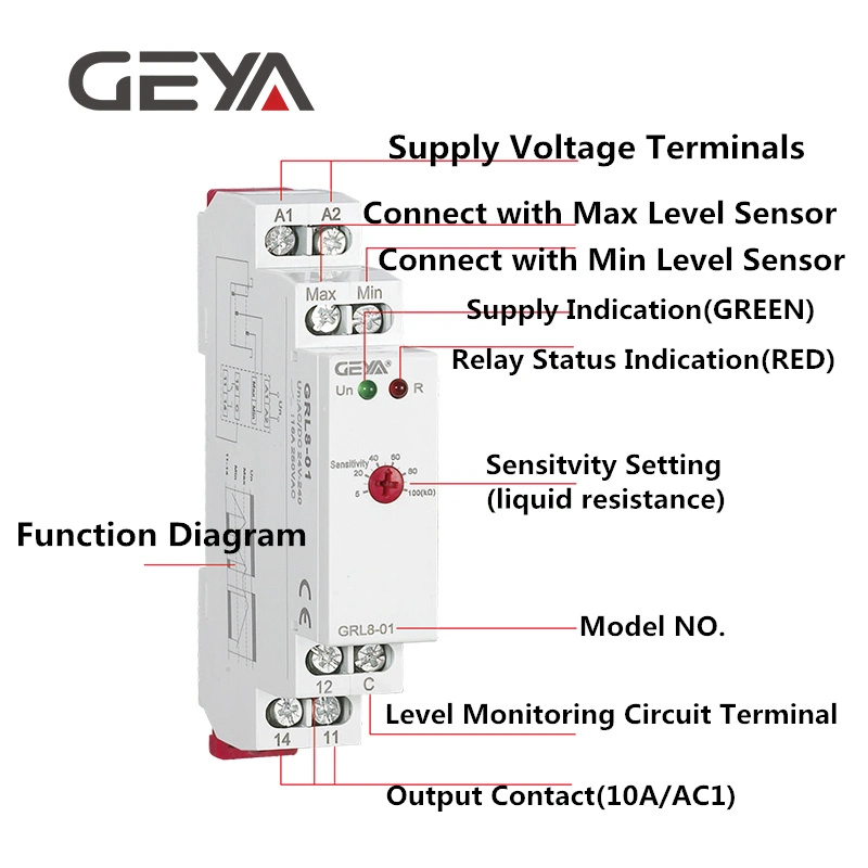 Geya Grl8-01 Liquid Level Sensor with Water Pump Level Controller Circuit Diagram Relay