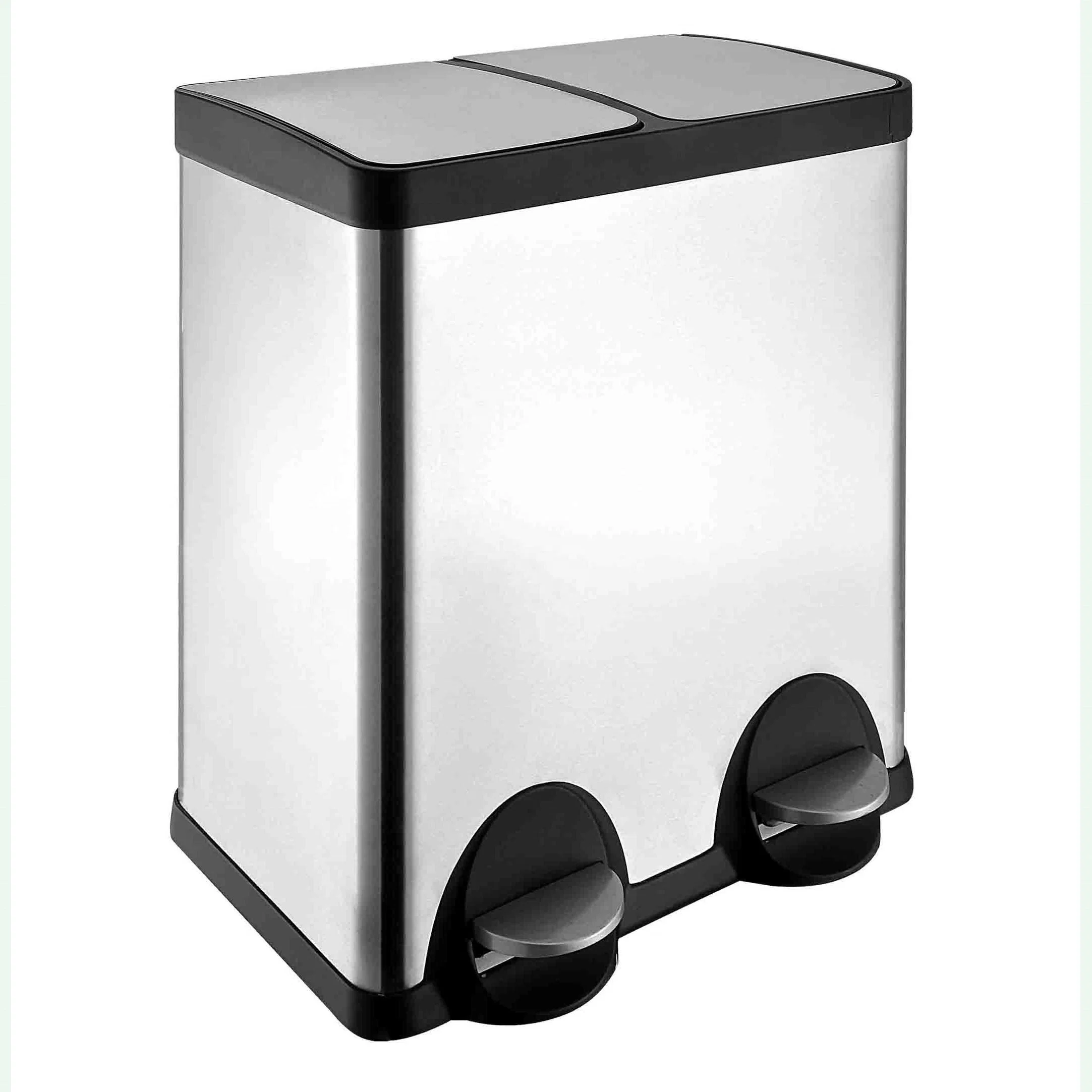 40L Stainless Steel Indoor Rectangular Garbage Bin Home and Office Stainless Steel Recycling Soft Close Recycle Bin