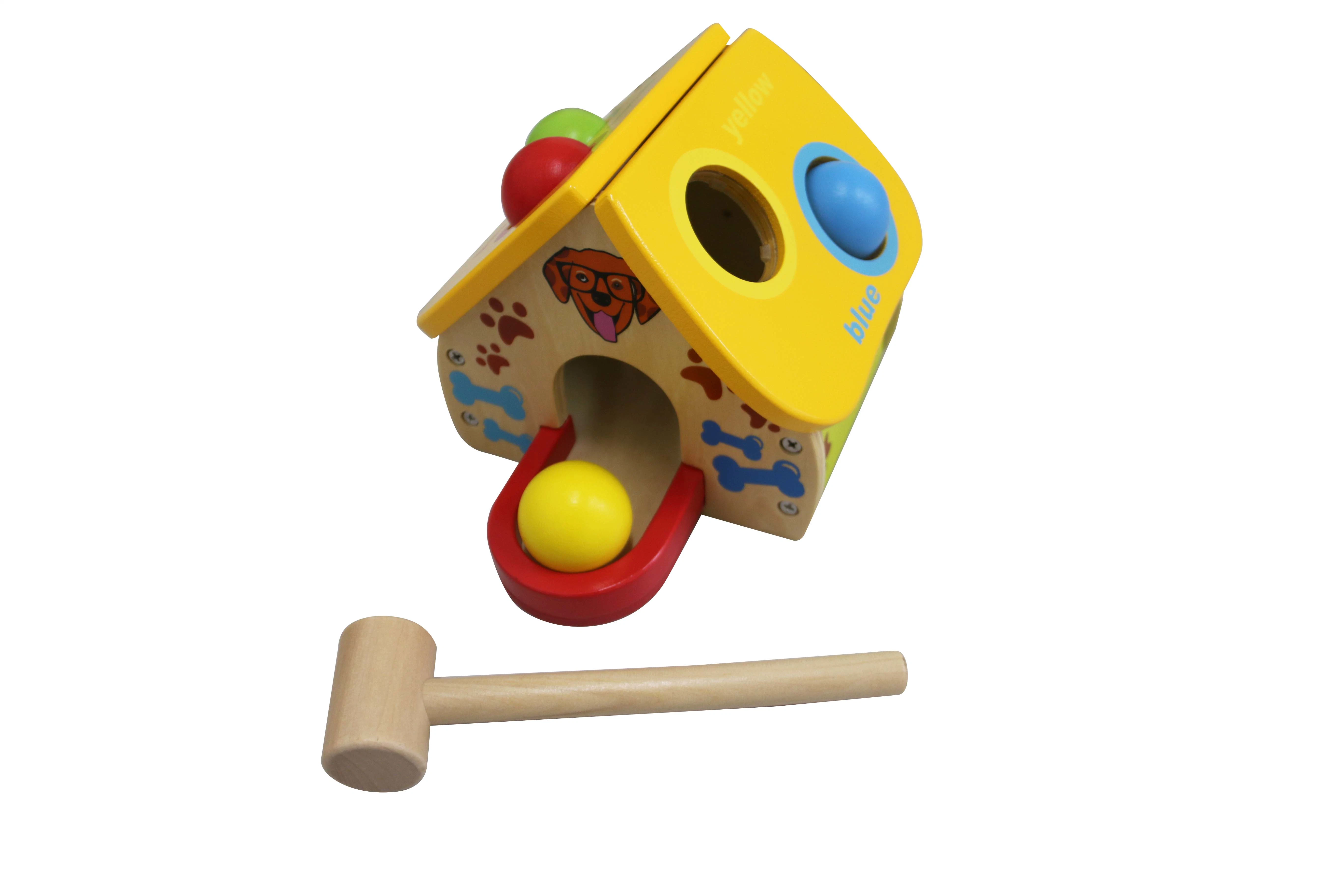 Hot cadeau de Noël Boule de perforation jouet en bois avec un chien Chambre forme pour bébé