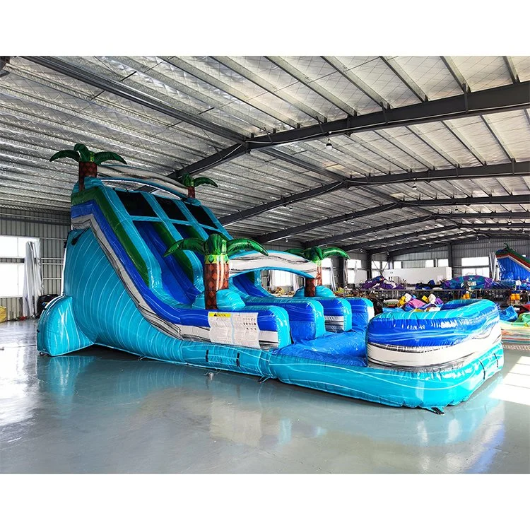 20FT Tall Green Tropical Tree Caribbean Storm Waterslide Inflatable Inflatable Water Slide