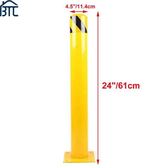 36" 42" 48" amarillo de alta barrera de acero del tubo de balizas de seguridad puesto.