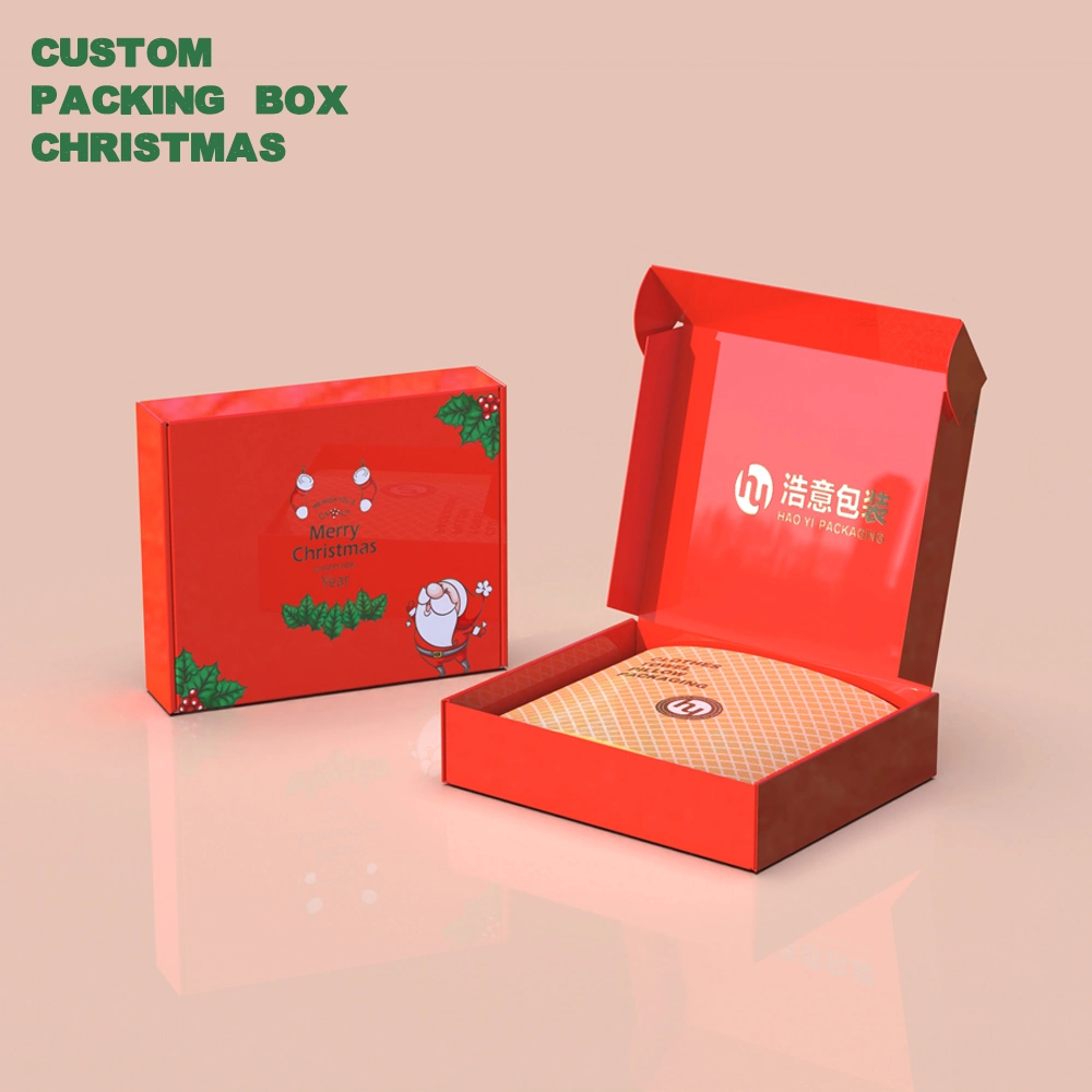 Custom Logo Gift Boxes Luxury Packaging Hot Selling Red Corrugated Paper Food Gift Packaging Box for Christmas Packing Cosmetic Plastic Bottle Shipping Storage