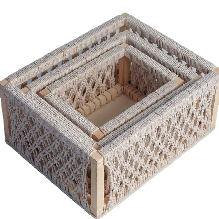 Ropa de madera Escritorio almacenamiento Cesta Teléfono Móvil artículos para el almacenaje Caja Key Storage Basket Snack Sewing Basket