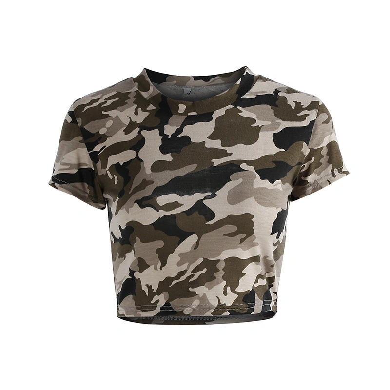 Women Fashion Camouflage Printing Crop Top Sportswear