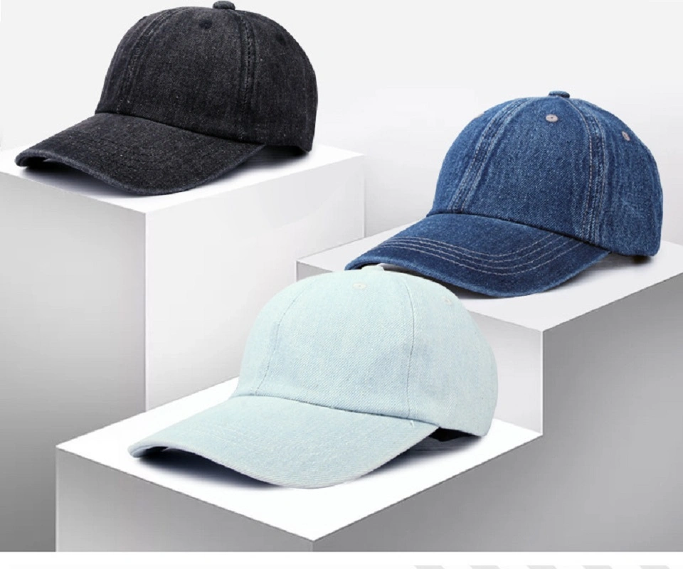 Gorra de béisbol lavada Denim Six Panel Hats Mujer ajustable Trucker Visor Sombrero liso Esg13560