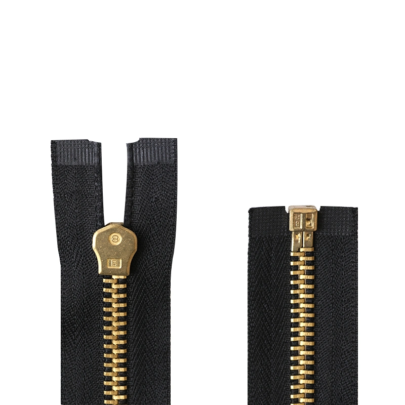 #8 Metal oro brillante brillante Pipa Slider el extremo abierto Zipper