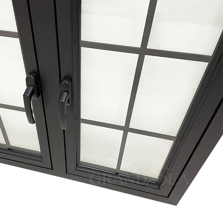 American Style Residential Double Safety Glass Aluminium Wood Window Composite Frame Crank Open Casement Windows