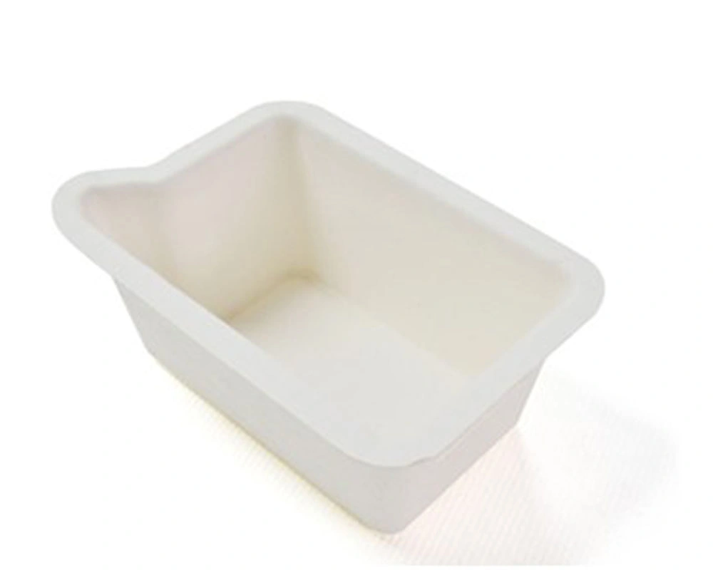 Recipiente de comida para viagem Noodle placas de sobremesa de polpa natural descartáveis biodegradáveis Tabuleiro de papel rectangular