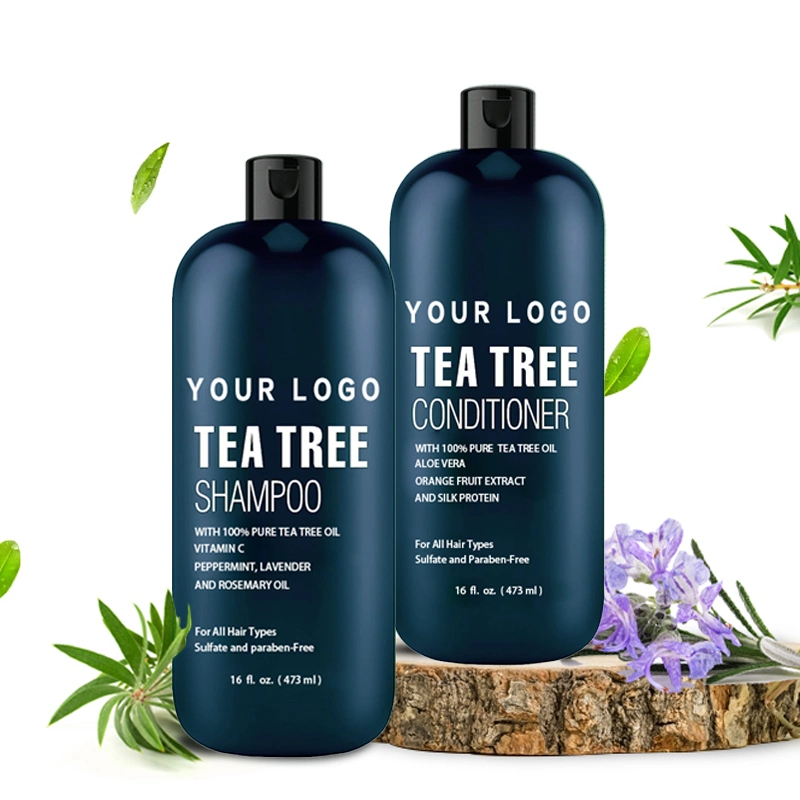 Comercio al por mayor 100% naturales Conjunto de acondicionador Shampoo anti caída del cabello con vitamina C, Control de aceite de menta de Árbol de Té de Aceite de Romero