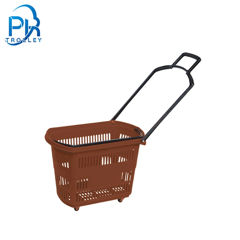 Large Capacity Plastic Shopping Rolling Baskets with Wheels