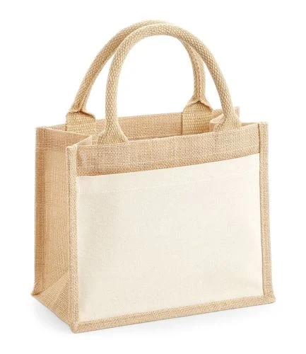 Bolso de PVC laminado Mayorista/Proveedor de impresión de logotipo personalizado de yute Natural bolsa de playa con lona Pocket