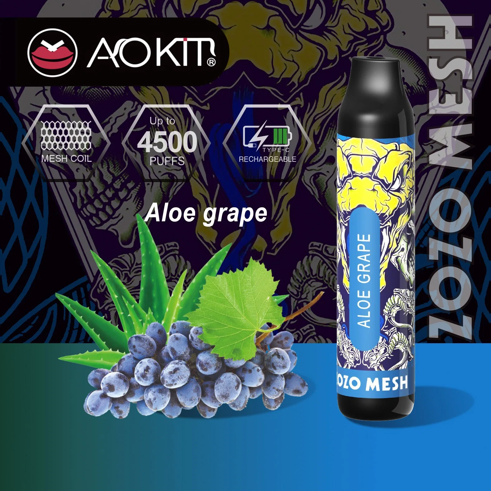 Wholesale/Supplier Disposable/Chargeable Vape Pen Aokit Zozo Mesh 4500 Puffs