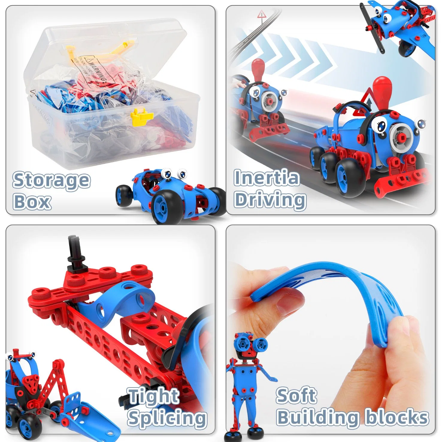 142PCS 6-in-1 DIY Building Kit Educational Construction Play Set Children Fine Motor Skill Training Creative Robot Vehicle Screw and Nut Assembly Kids Stem Toy