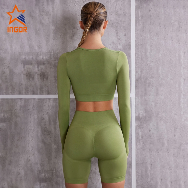 Ingor Sportswear Activewear Custom Women Clothing Seamless Sports Long Sleeve Crop Top Gym Fitness Wear