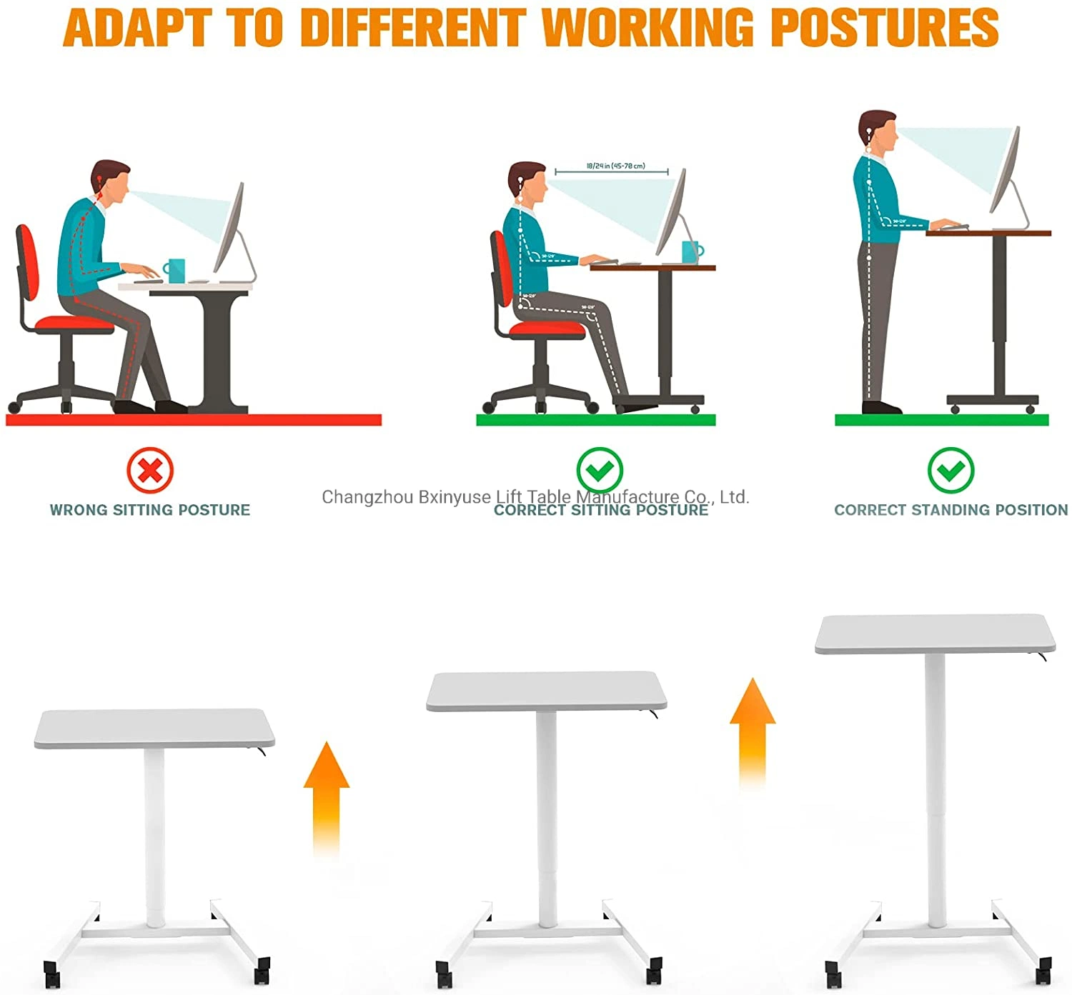 Altura ajustable Desk ofrece un Single-Column