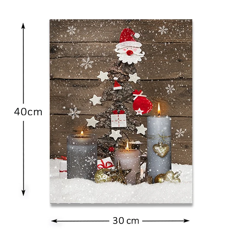 Lienzo iluminado LED Navidad impresiones artísticas de la pared de copo de nieve Snowaman Vela Foto Escena de Invierno para la decoración de vacaciones