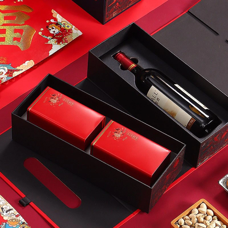 Noël personnalisé Red Green Square maquillage Boutique de style chinois personnalisé Boîte d'emballage pour cadeau
