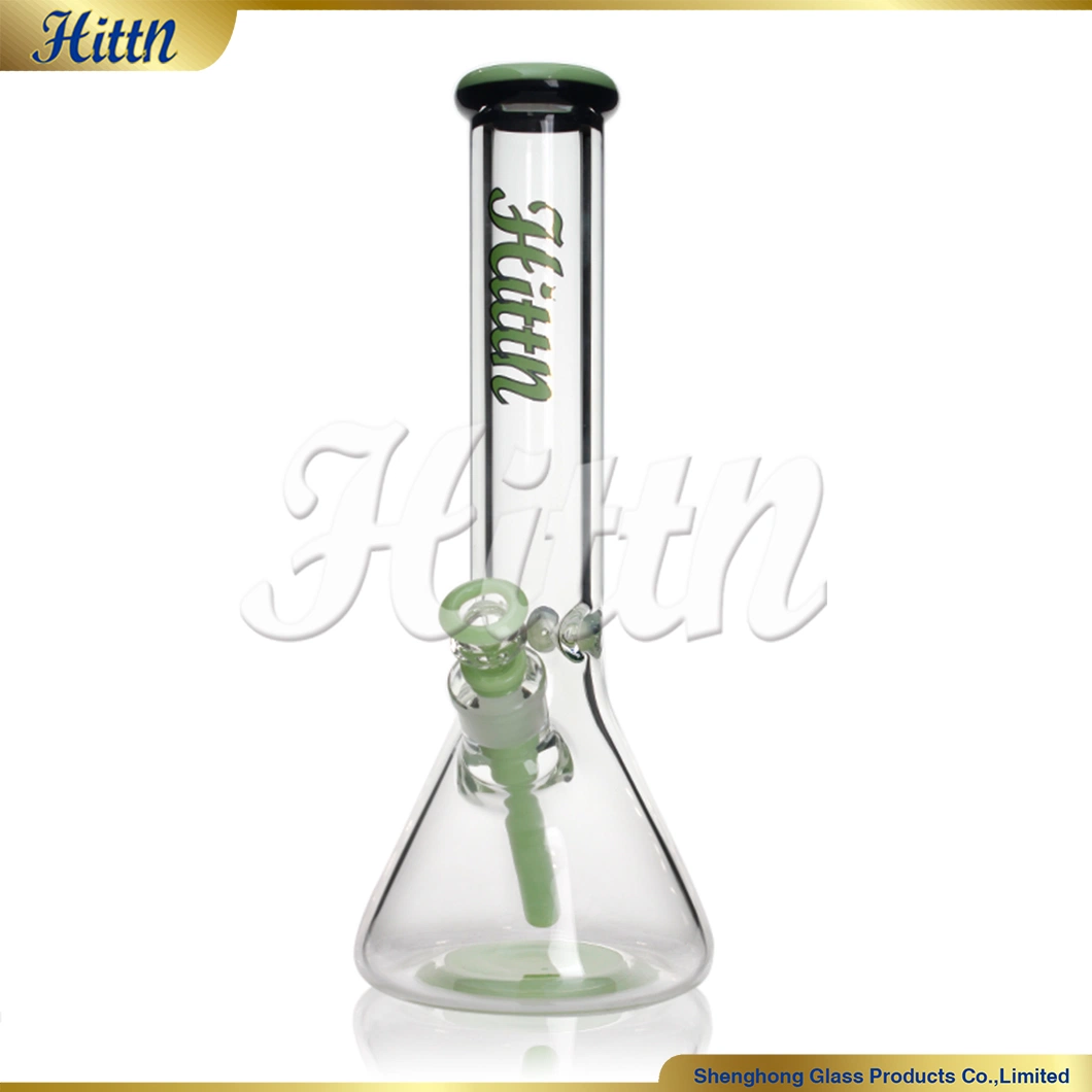 Hittn 13.5 Inches Milk Green Beaker Base 9mm Borosilicate Pyrex Glass Smoking Set Hookah Shisha Glass Water Pipe