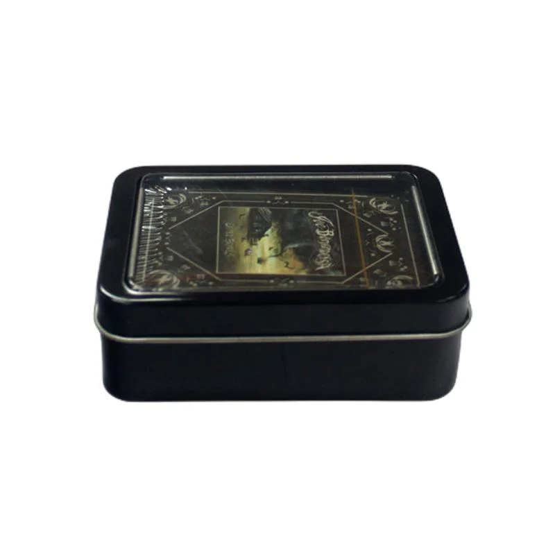 Custom Small Rectangular Black Mint Candy Packaging Metal Playing Cards Tin