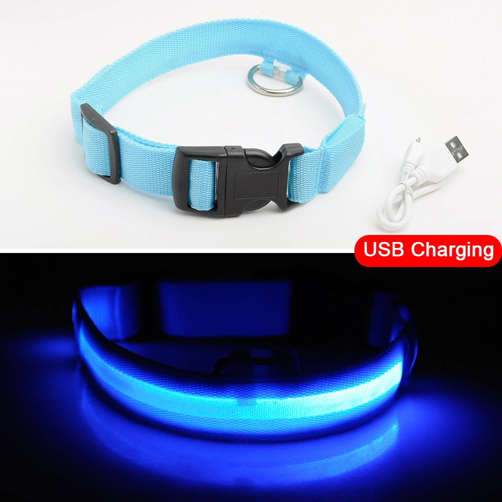 Nylon LED Pet Dog Collar Night Safety Flashing Cat Collar Pet Products