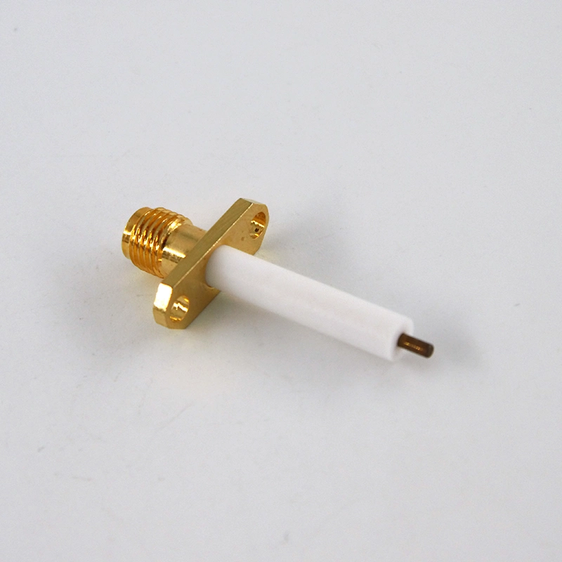 20mm Insulator and 3mm Pin IP67 Electrical 2 Holes Flange Mount Female SMA RF Coaxial Connector
