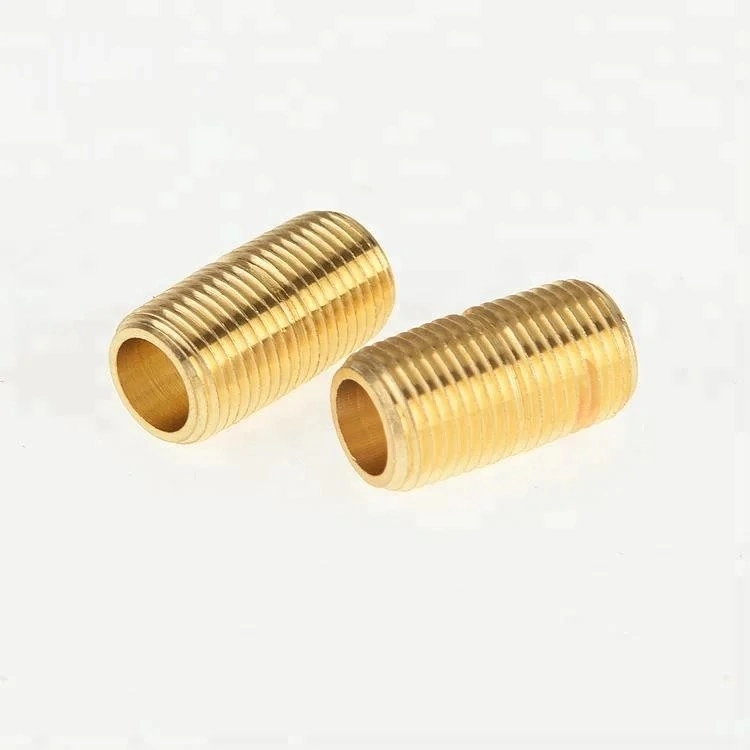 SAE NPT Standard 1/4" Male Brass Pipe Hosefitting Close Nipple CNC Machining Milling Turning Precision OEM Spare Parts Hydraulic Pump Hoses Connector Fittings