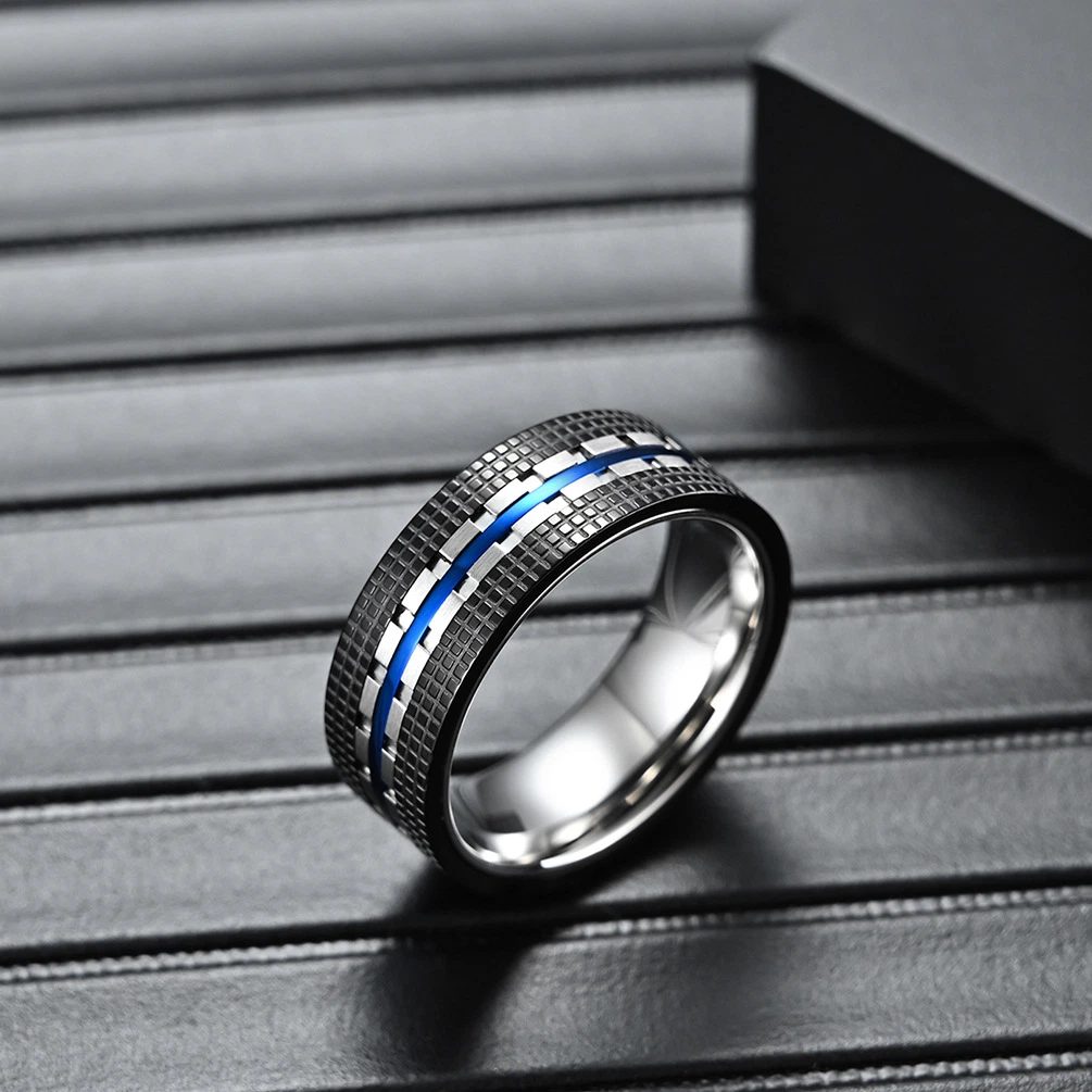 New Fashion Men Atmospheric Double Color Stainless Steel Ring