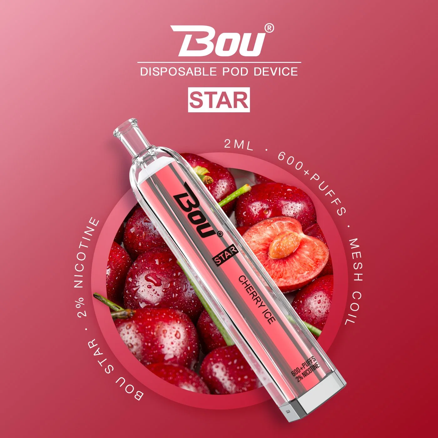 Bou Star 600puffs Einweg elektronische Zigarette Vape E Zigarette mit 2ml E-Saft