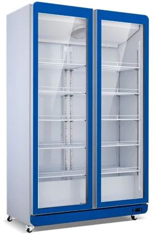 1000L Upright 2 Glass Door Display Cooler for Bottle Drinks