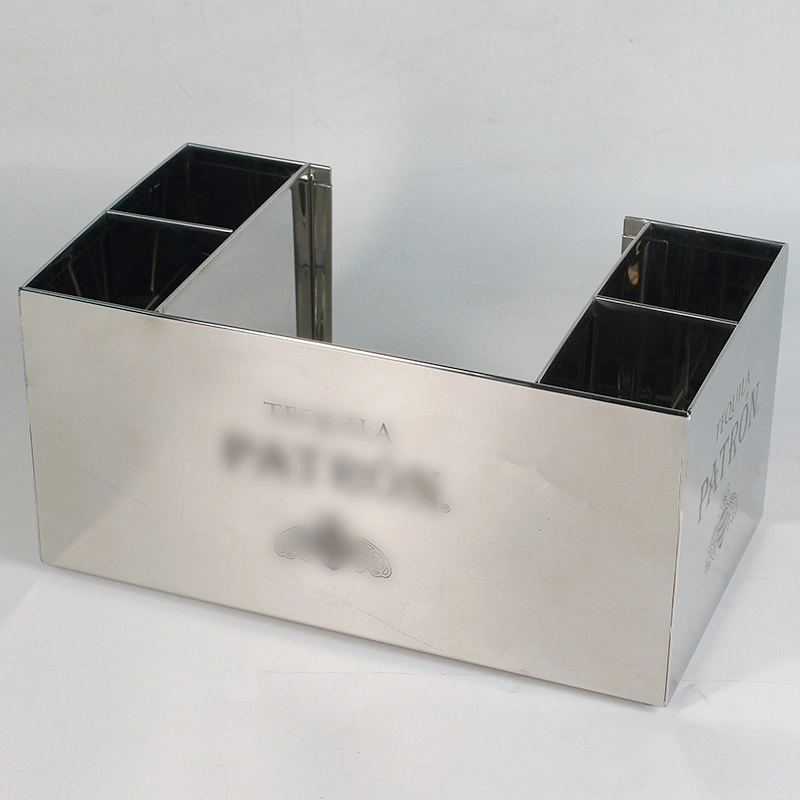 Jose Cuervo 304 Stainless Steel Multi Functional Metal Napkin Holder Tissue Box Straw Organizer Bar Caddy