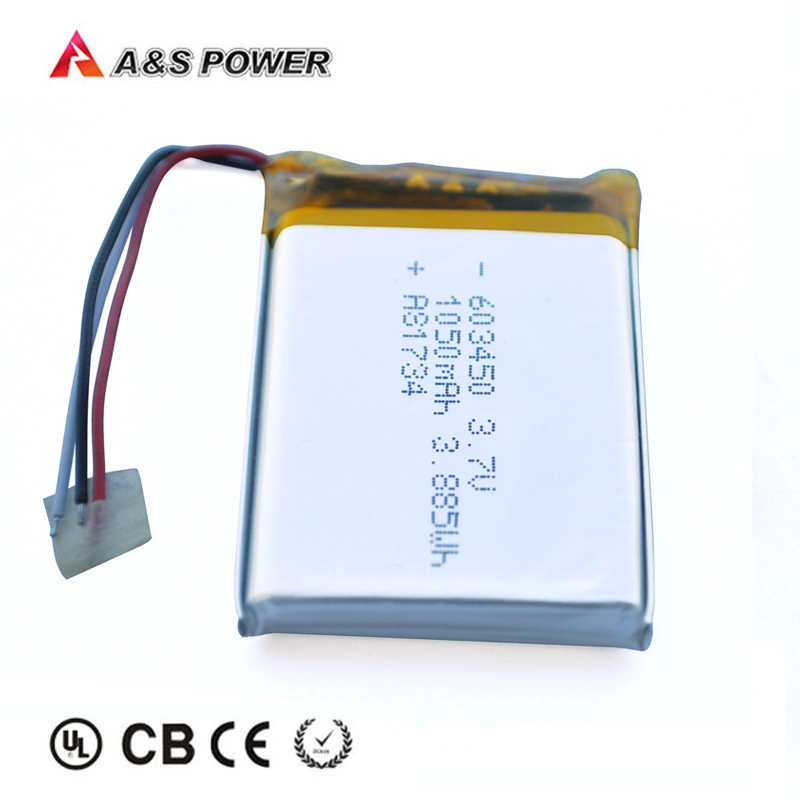 UL IEC62133 Kc/ONU38.3 Aprobado Batería de litio recargable de 3,7V 1050mAh Lipo batería 603450