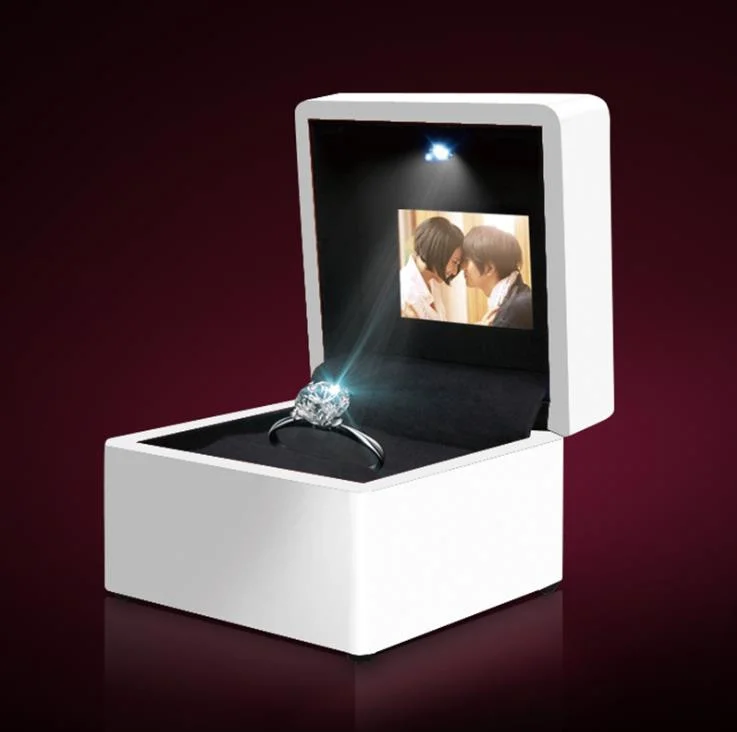 Luxury Paint Wood LED Screen Jewelry Box Music Ring Box