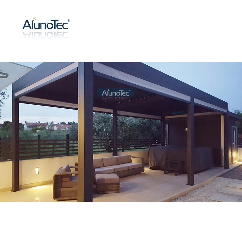 AlunoTec Customized Modern Motorised Pergola Rainproof Sunshade Gazebo Outdoor Sustainable Aluminum Canopy