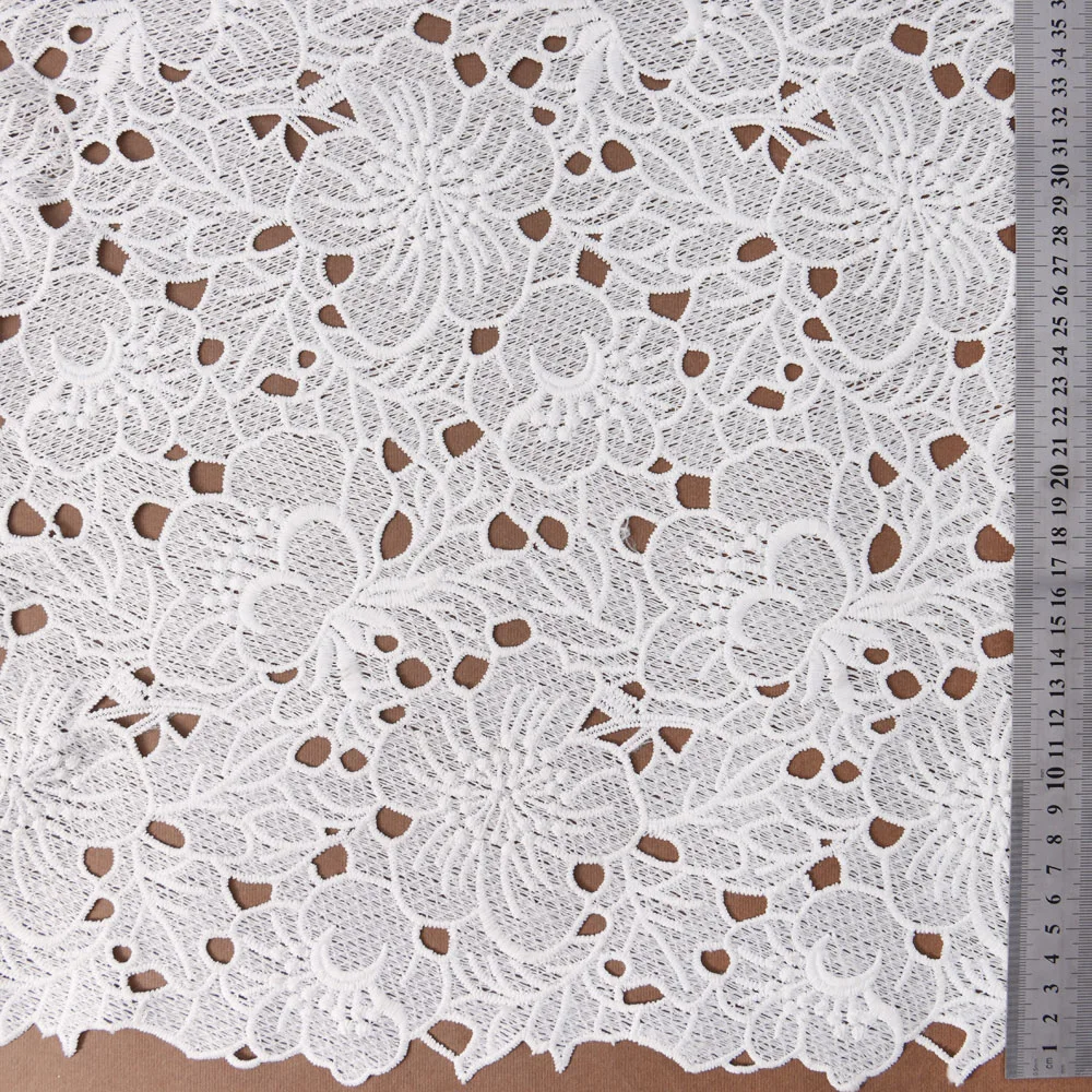 120cm RPET Polyester Guipure Chemical Embroidery Allover Lace
