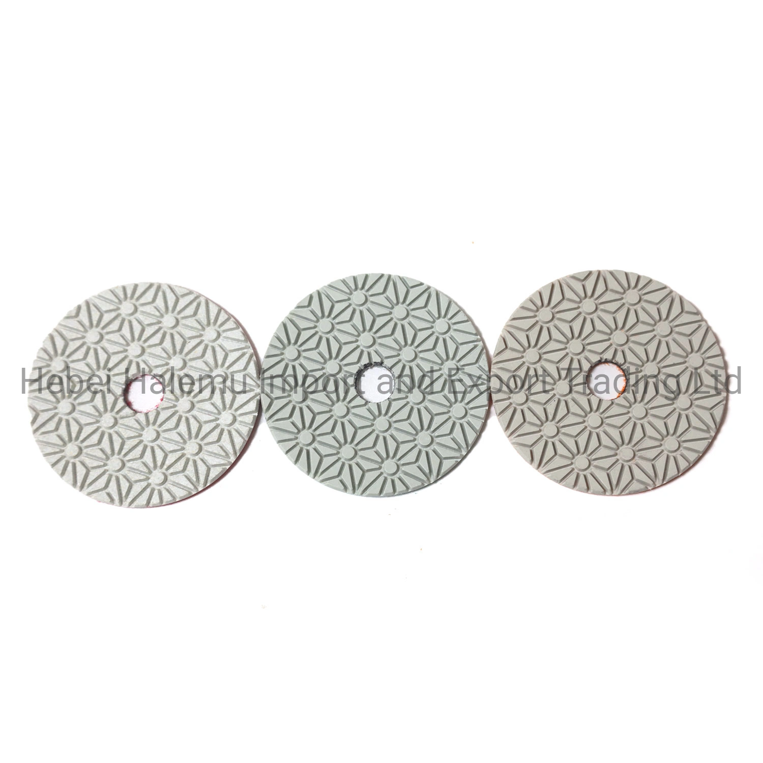 3Pasos Hexagrama de Diamante gris abrasivos húmedos pads de pulido 4'' para el hormigón de mármol de granito