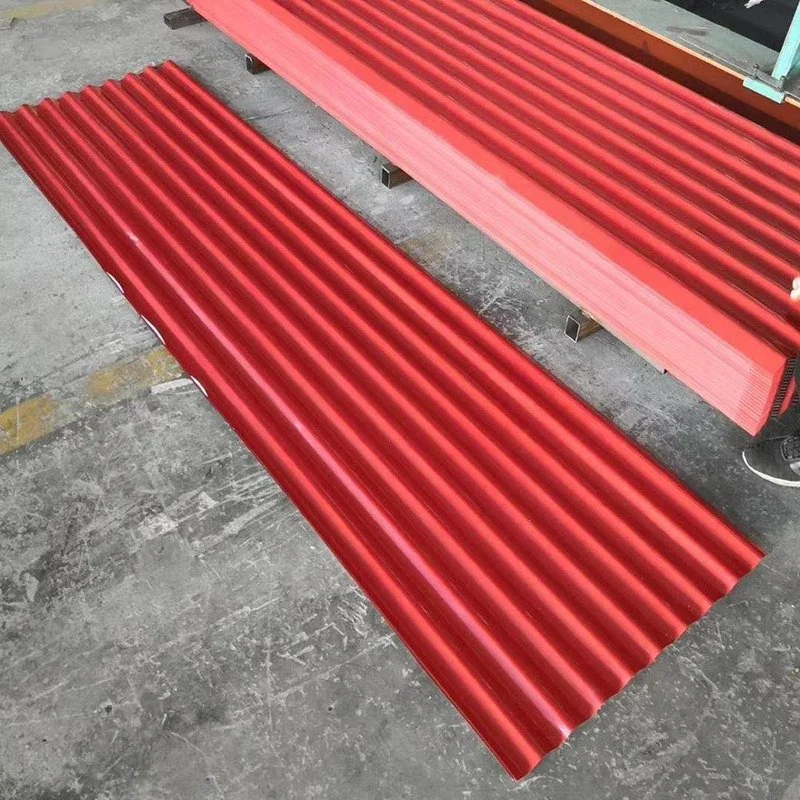 0,12 mm 0,13 mm 0,14 mm 0,15 mm Vermelho RAL revestimento revestido a cores PPGI Chapa ondulada de aço galvanizado para telhados