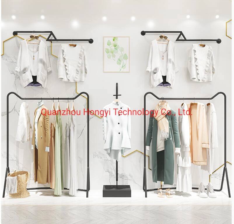 Fashionable Simple Garment Shops Stands Clothes Rack Black Metal Retail Clothing Store Display Racks for Boutique