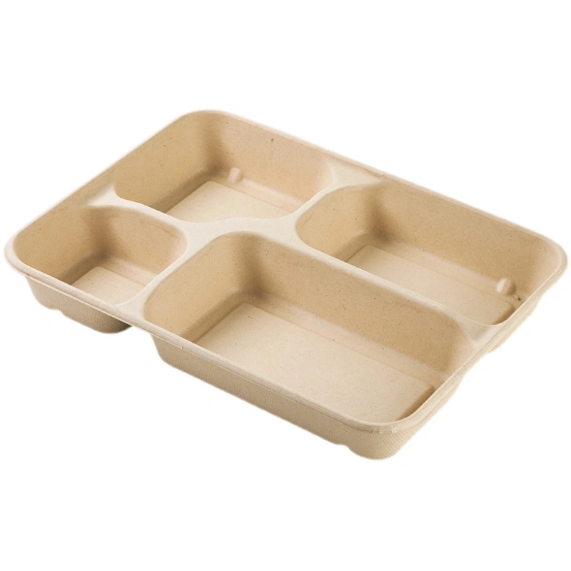 Biodegradable Disposable Sugarcane Food Containers 1-6 Compartments Sugarcane Fiber Pulp Bagasse Lunch Box