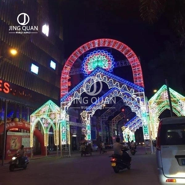 Outdoor LED Motif Arch Tunnel Decorativo Lights Christmas Heart Santa Belas lâmpadas decoração Street Mall decors