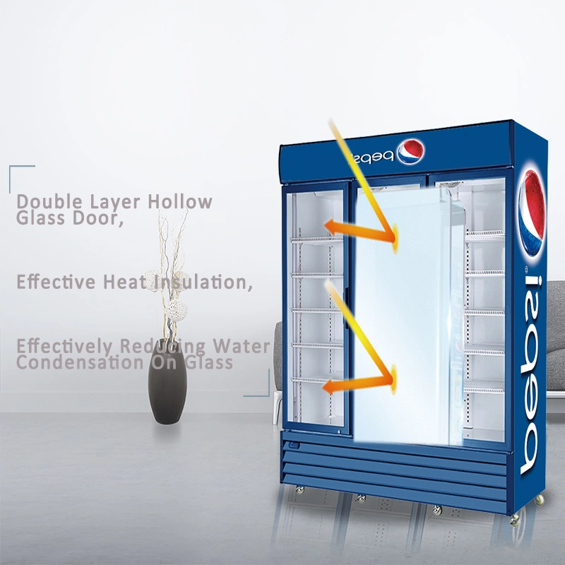 Restaurant Refrigeration Equipment Cold Drink 3 Door Commercial Display Refrigerator