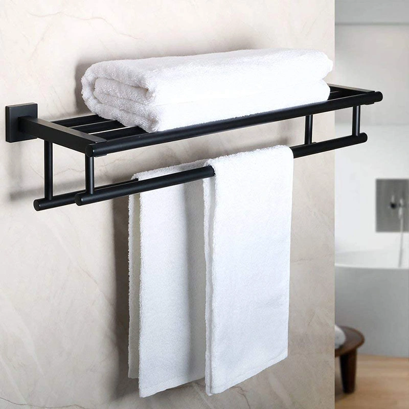 Electrophoretic Black Bathroom Set Stainless Steel Single Towel Bar Wall Mounted Bathroom Towel Holder Powder Spraying Rack for Lavatory Washroom Restroom