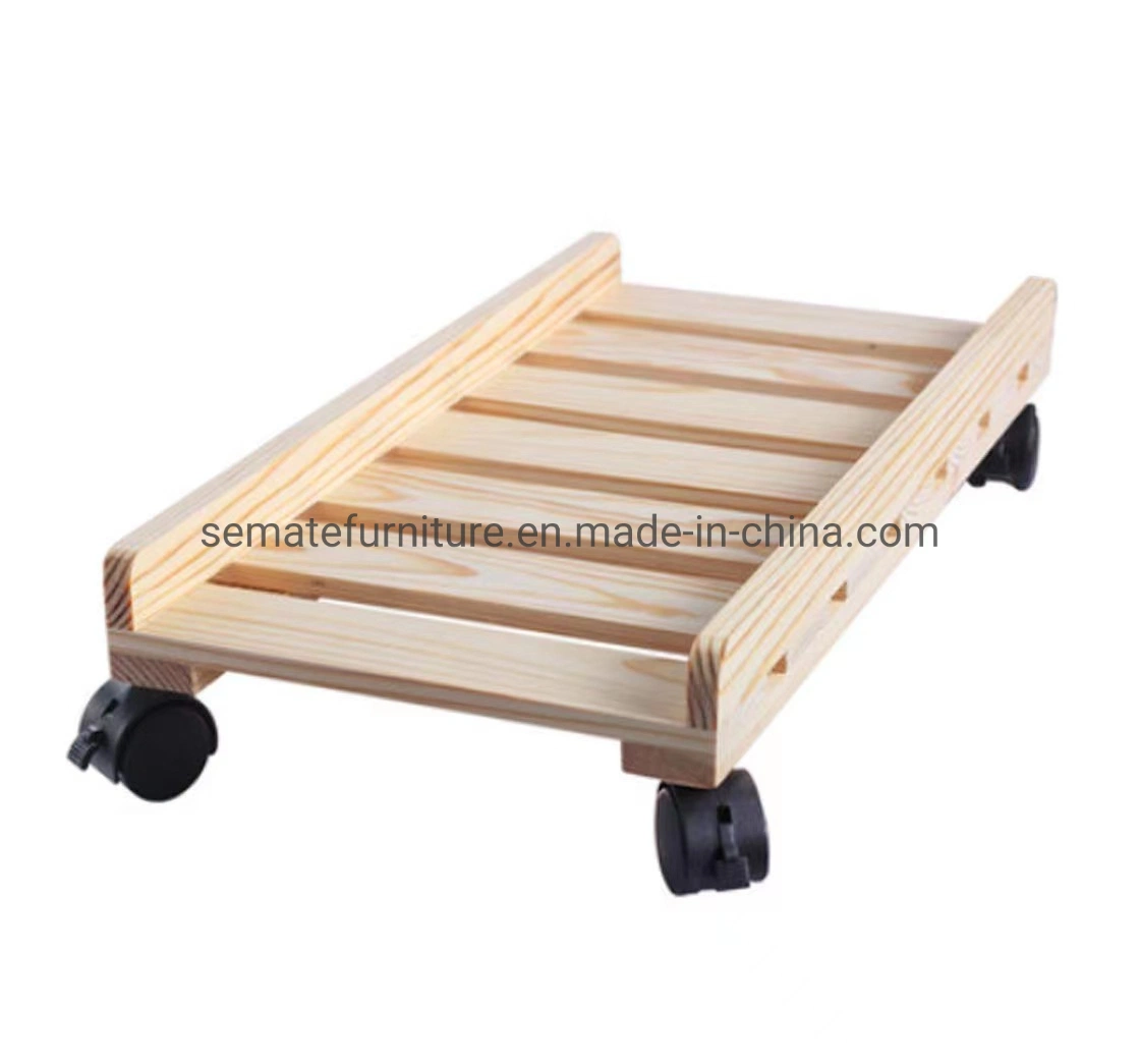 Wholesale/Supplier Practical Home Office Furniture Computer Case Rolling Shelf Wooden Stand Rack CPU Wood Stand with Mobile Casters