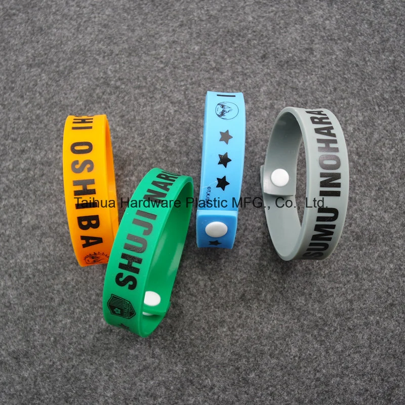 Custom Logo Adult Size Print Promotional Embossed Painting PVC Wristband/Silicone Bracelet with Buttons