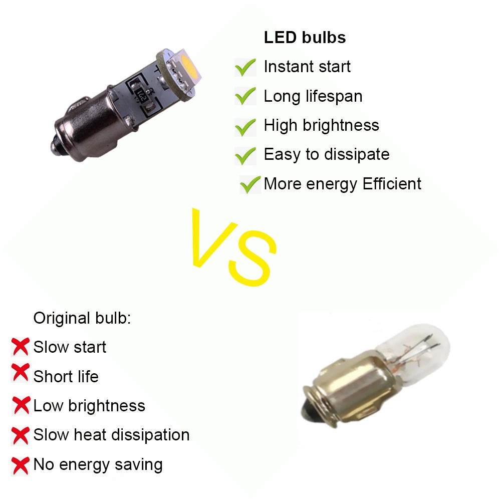 T5 Instrument Light 5050 1SMD Refitted Car Light LED Bulb 12V Ba7s Indicator Dashboard Light