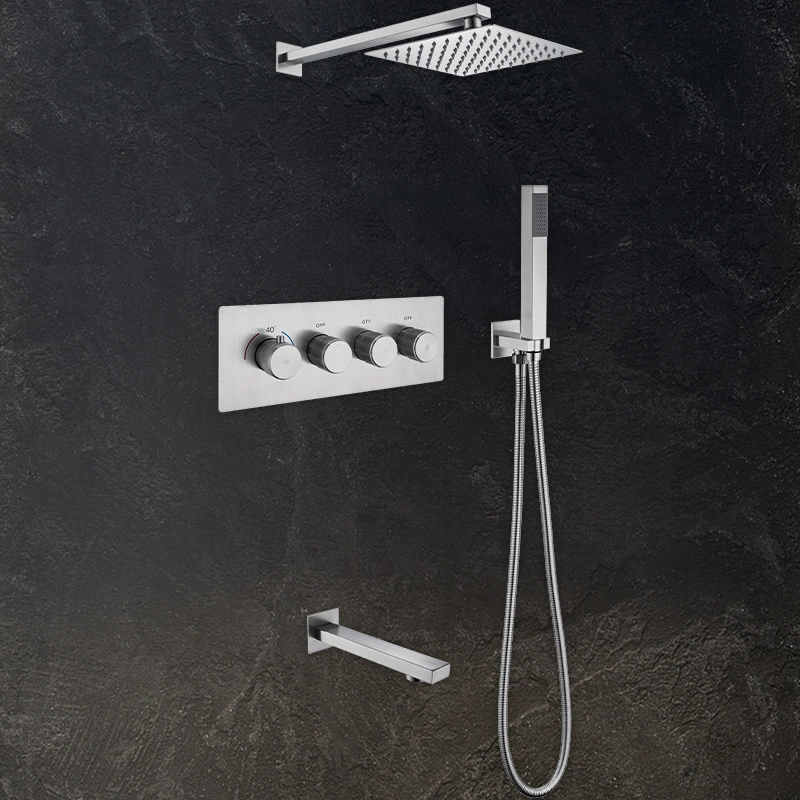 Luxury Rainfall Shower Head System Chrome Concealed Shower Set