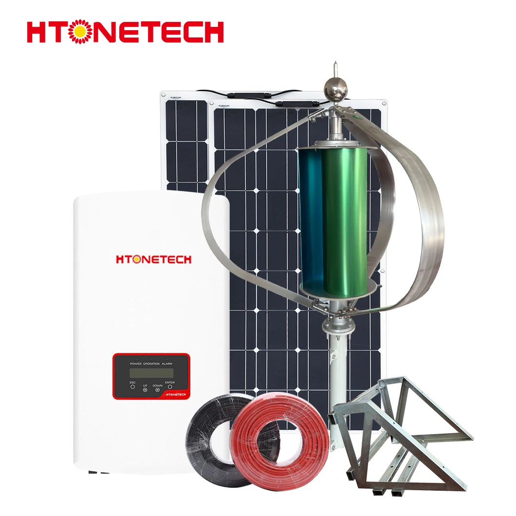 Htonetech China 450 W de la fábrica de paneles solares 500W 800W 1000W 1500W 2000W 2 Kw de Energía Solar el sistema con 2 Kw aerogenerador