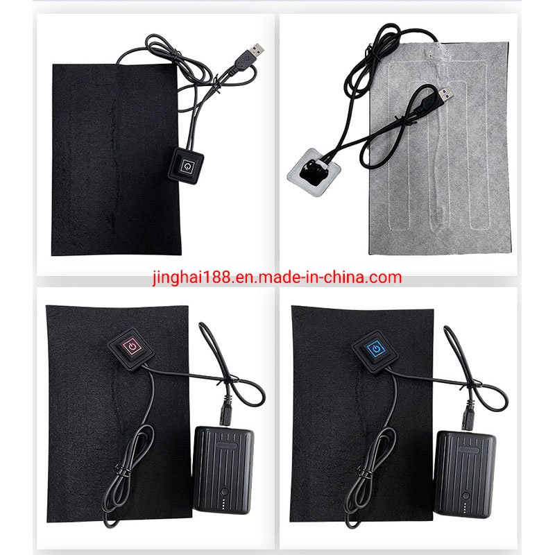 USB Silicone Button Battery Electric Heating Pad, Far Infrared Composite Fiber Heating Pad (14*21CM) , Suitable for Winter Jackets/Vests/Shoes, etc