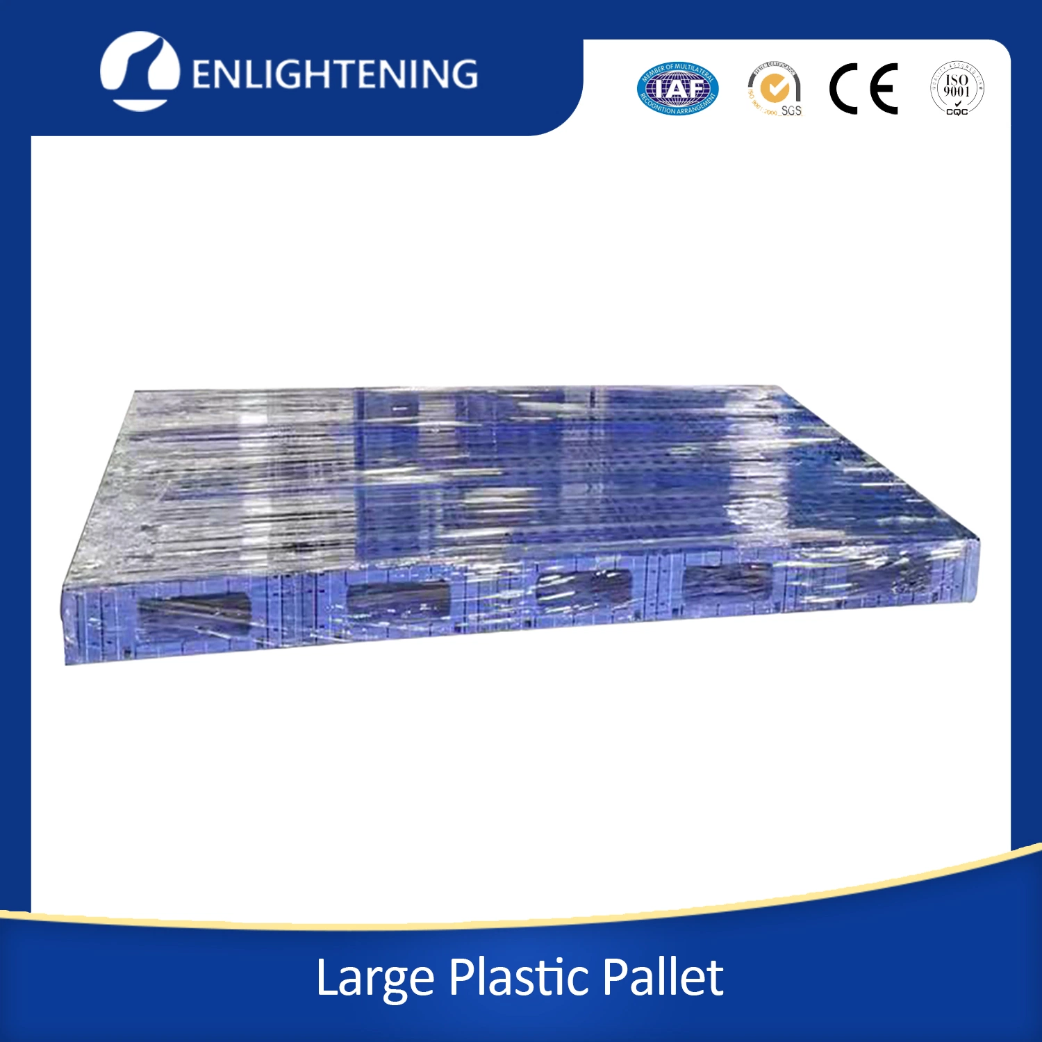 1800X1200X150mm Heavy Duty Large Customized Size Cross Bottom Industrial HDPE Large Stackable 4 Way Entry Plastic Pallet for Paperboard Warehouse Floor Storage