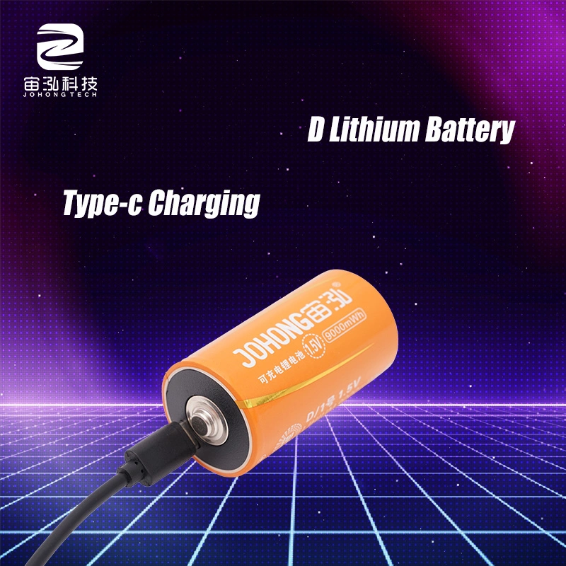 1,5V D 9000mwh Lithium-Batterie Wiederaufladbare Batterien mit Ladekabel